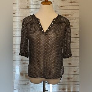 Alice Ritter silk sheer short-sleeve blouse